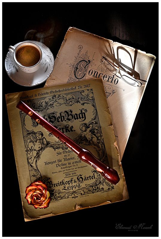 натюрморт, флейта, музыка, кофе Флейта фото превью