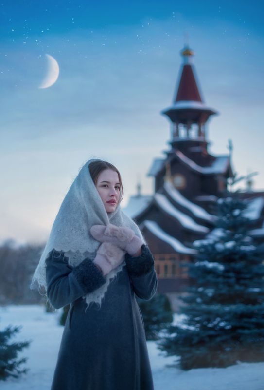 девушка, вечер, сказки, зима, winter, atmosphere, portrait, girl, woman, cold Алина фото превью