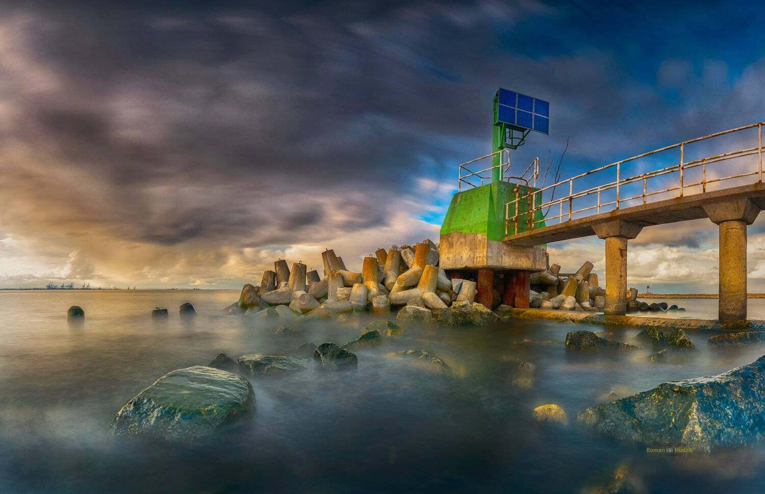 Baltic, Poland, landscape, sunset, sea, stones, clouds,, Roman Hudzik