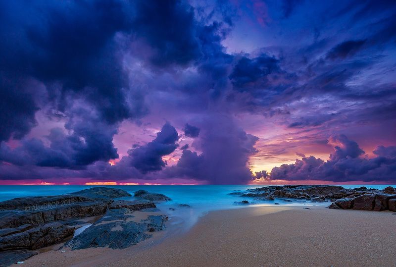 canon, postcard, picturesque, landscape, thailand, travel, iconic, sunset, sky, clouds, color, seascape, long exposure Закат в местечке Као-Лак, Тайланд фото превью