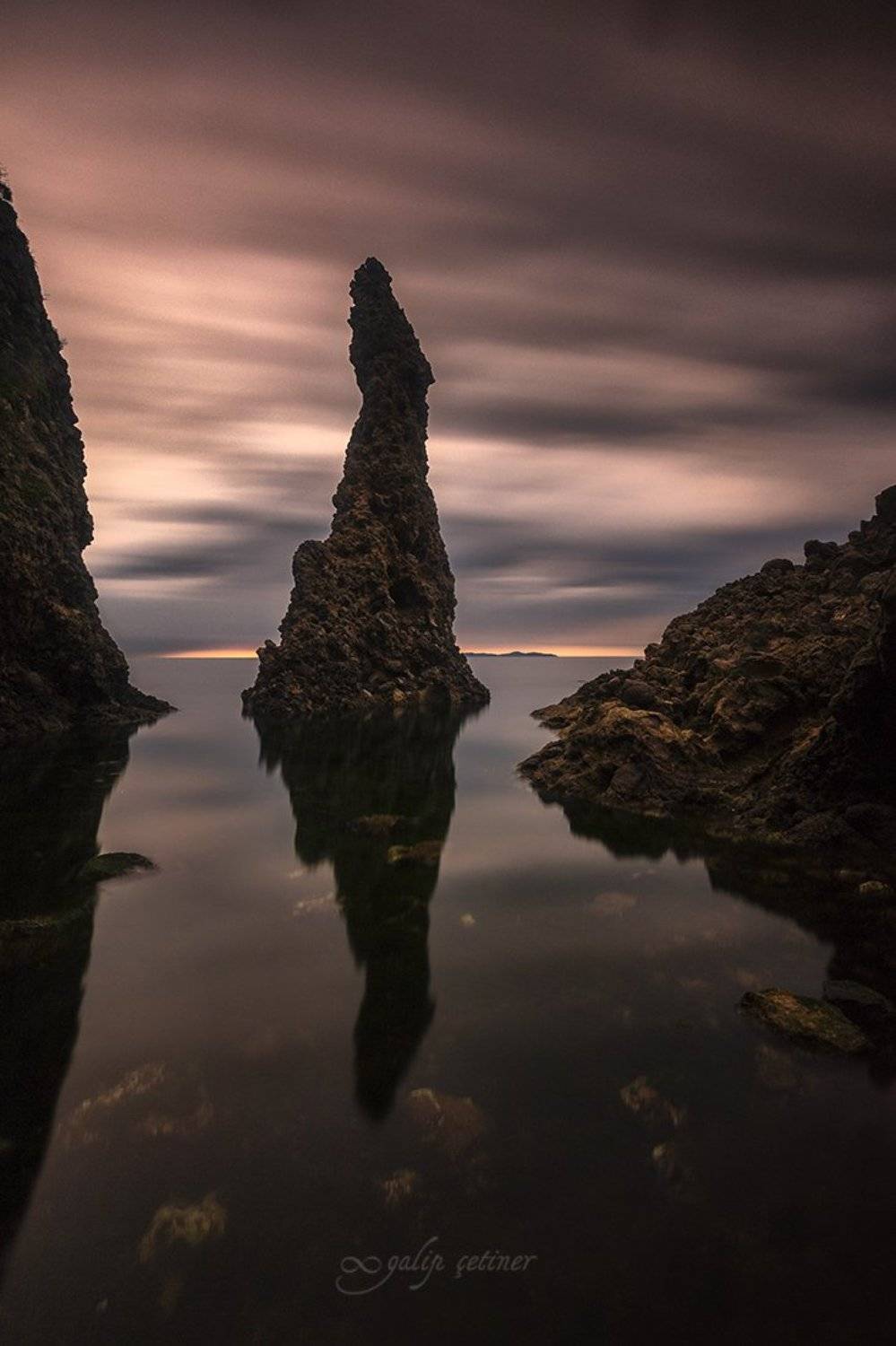 landscape, seascape, winter, nature, sea, rock, cloud, long exposure, Galip &Ccedil;etiner