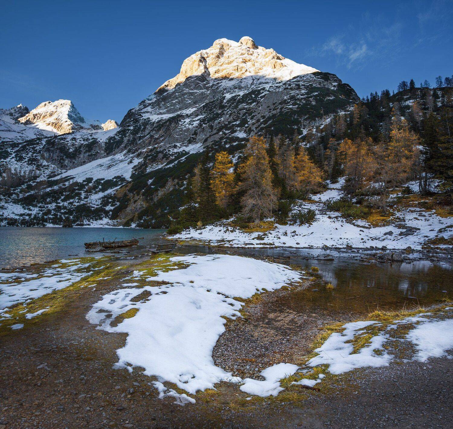 австрия, горы, озеро, снег, восход, Геннадий Финенко