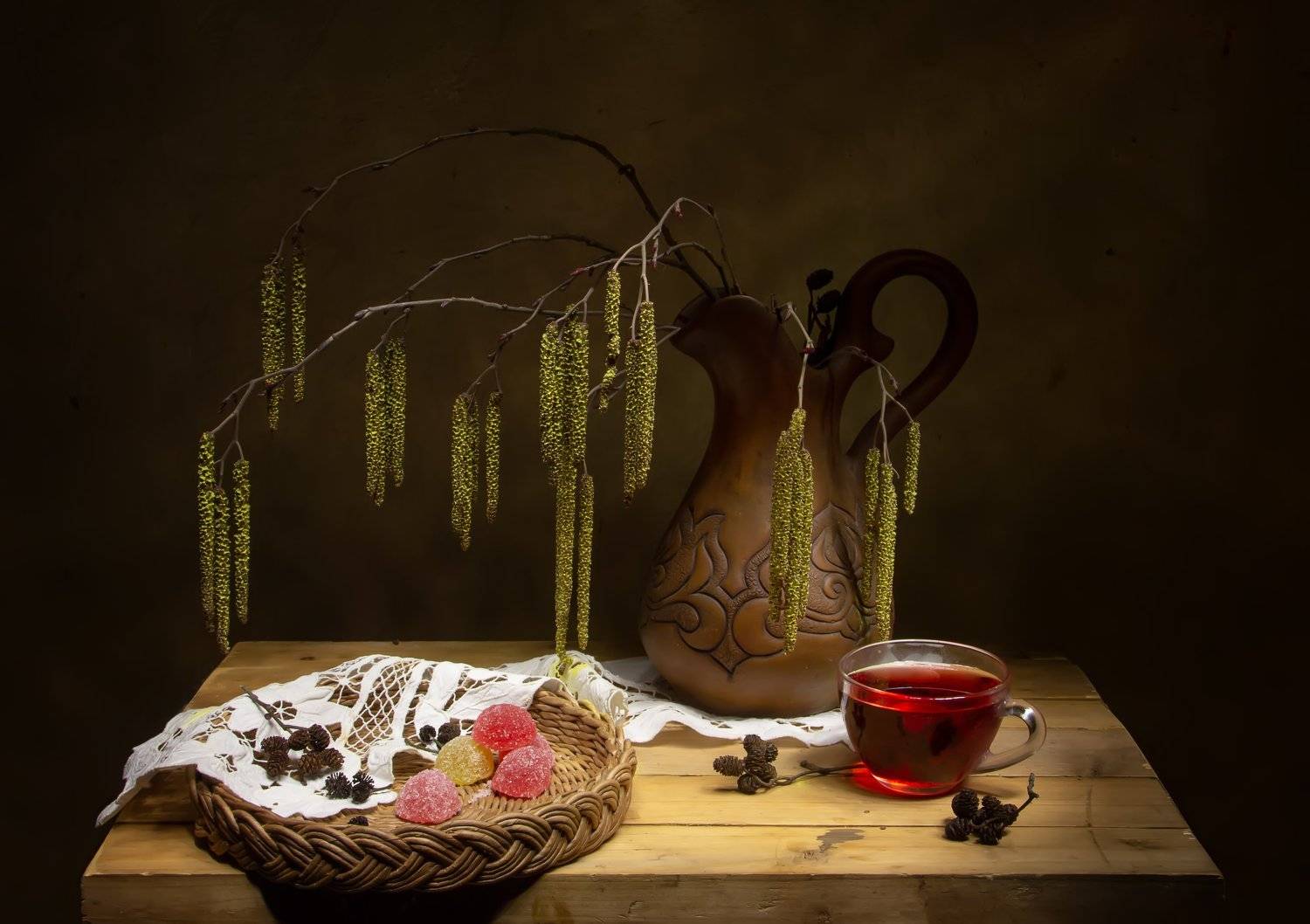 натюрморт. сережки, весна, ольха, Татьяна Феденкова