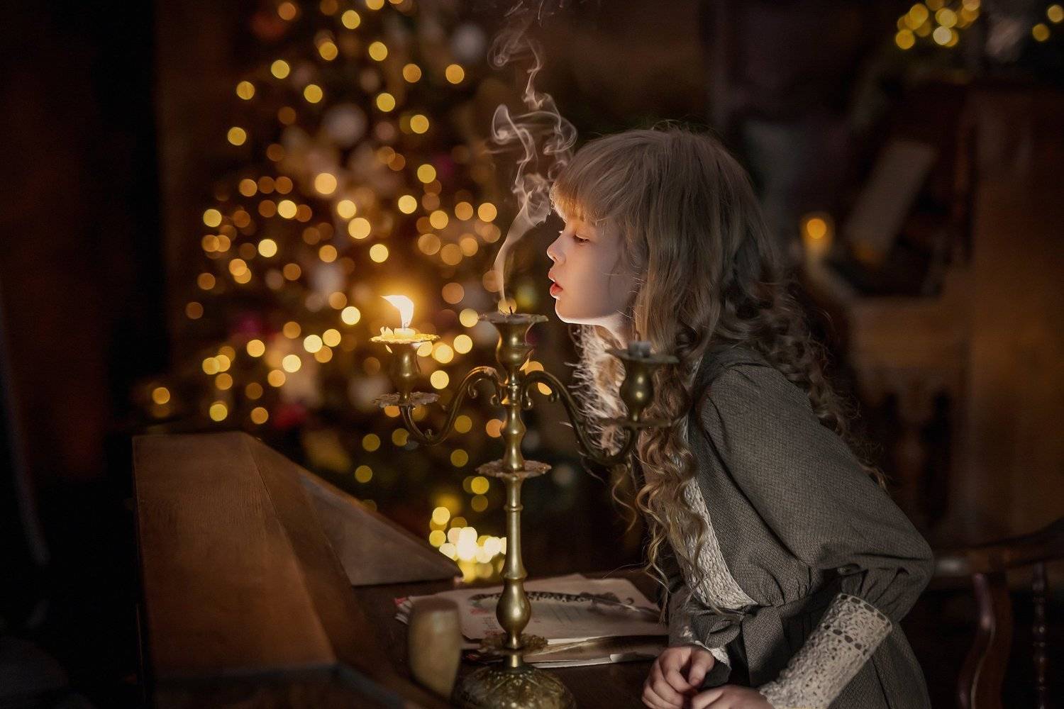 винтаж, ретро, рождество, свеч, новый год, темный ключ, дым, детский портрет, Наталья Русских
