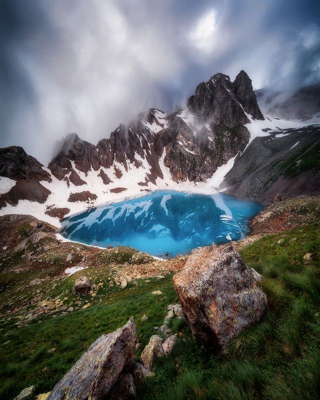 лето, горы, горное озеро, пейзаж, кавказ, архыз Хмурое, зубастое, Софийское фото превью