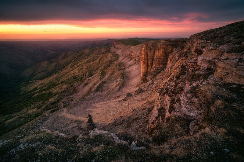 закат, горы, бермамыт, кавказ, пейзаж Вечер на плато Бермамыт фото превью