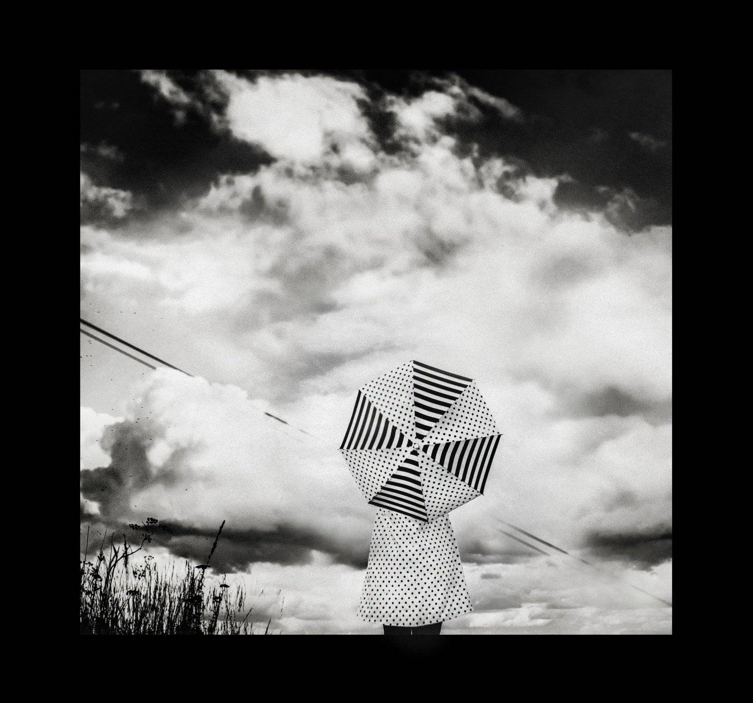 чб,арт,зонт,девушка, Мария Буданова