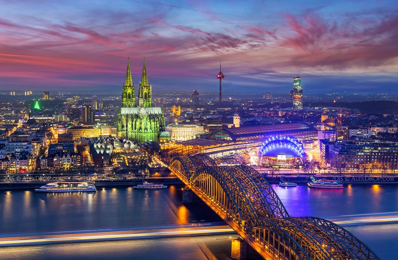 canon, color, postcard, picturesque, landmark, europe, germany, cologne, travel, urban, architecture, iconic, skyline Colorful Köln фото превью