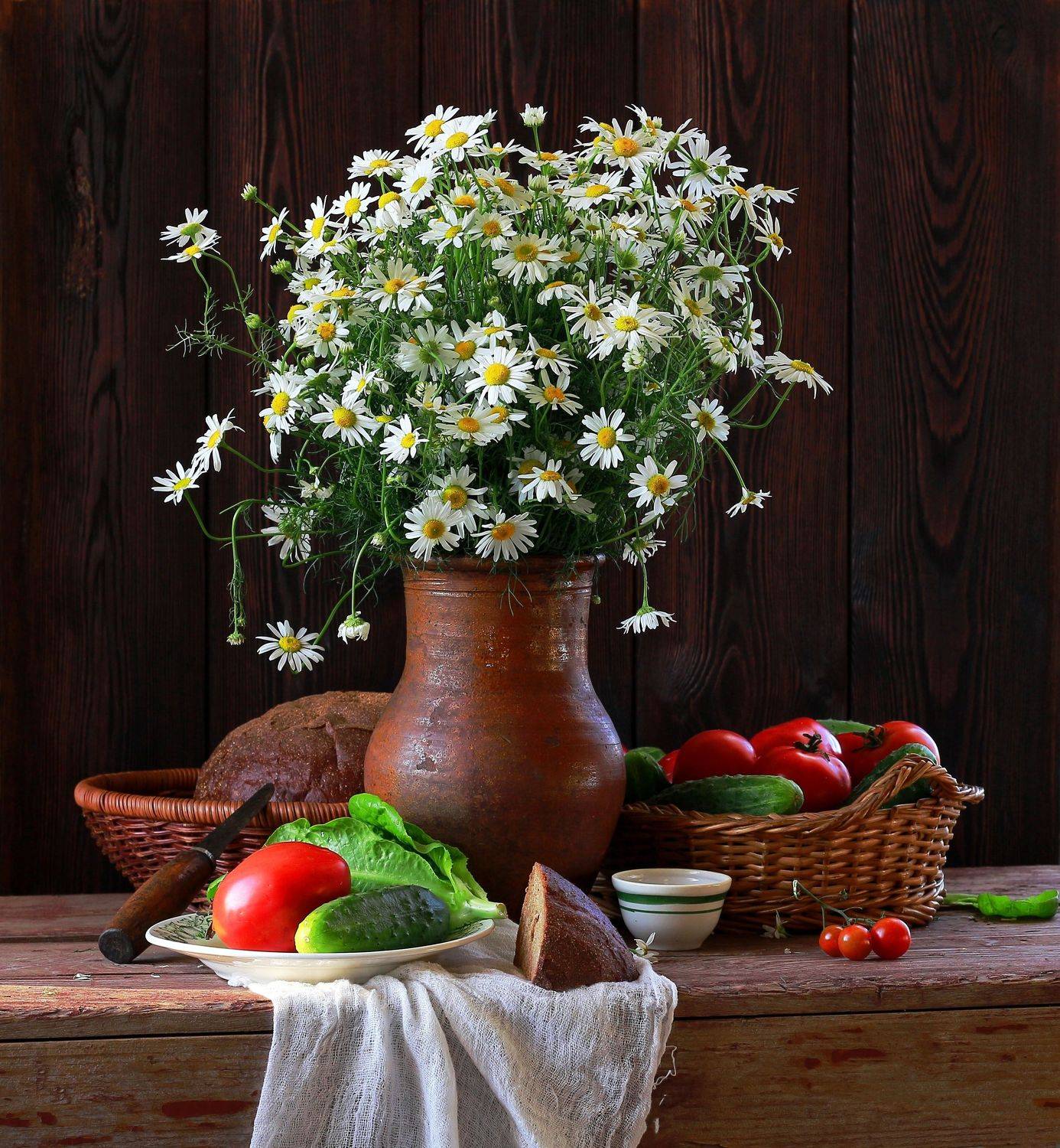 натюрморт, фотонатюрморт, лето, цветы, ромашки, овощи, наталья казанцева, Наталья Казанцева
