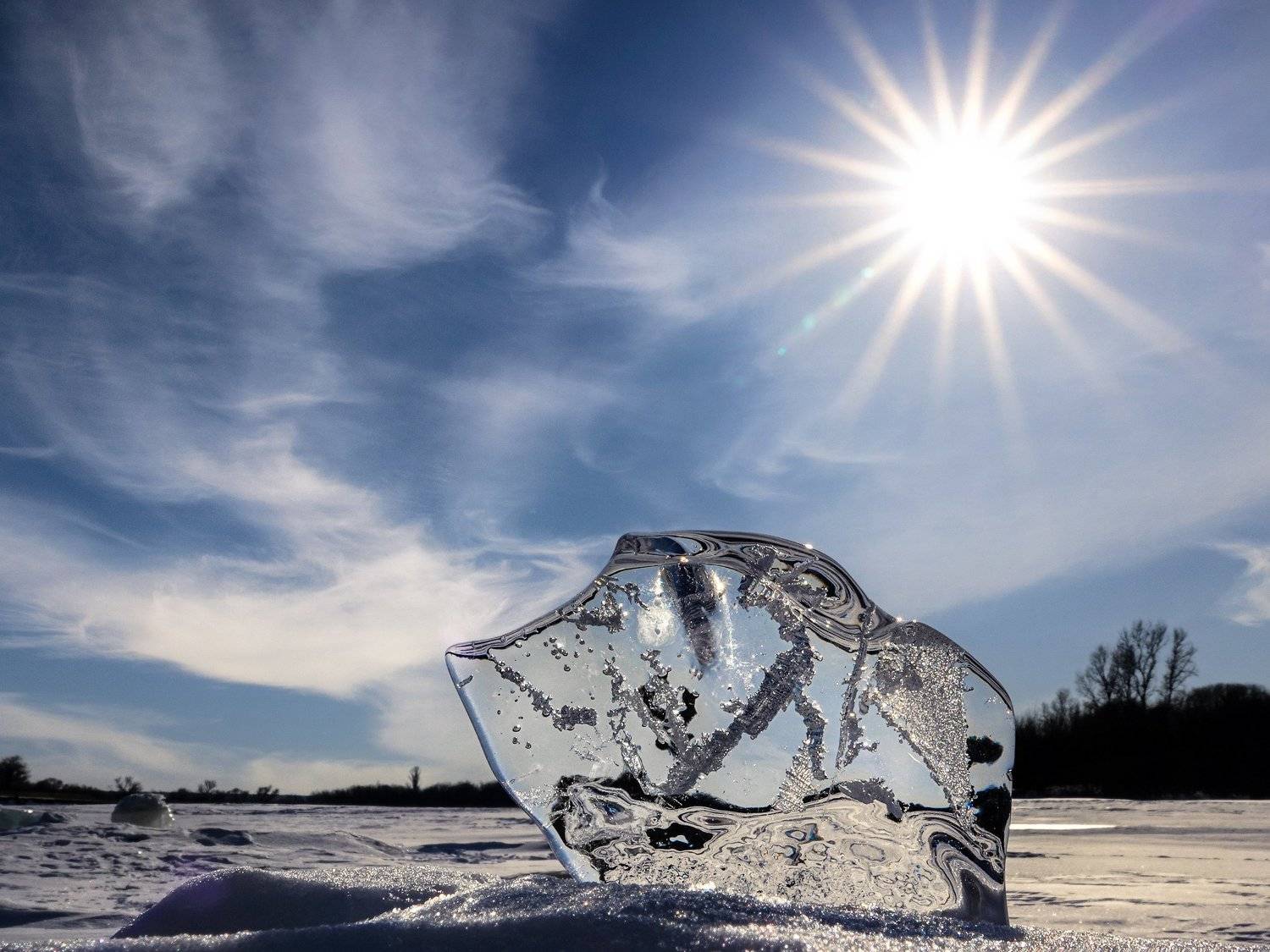 зима, река, лёд, солнце, Игорь Жабский