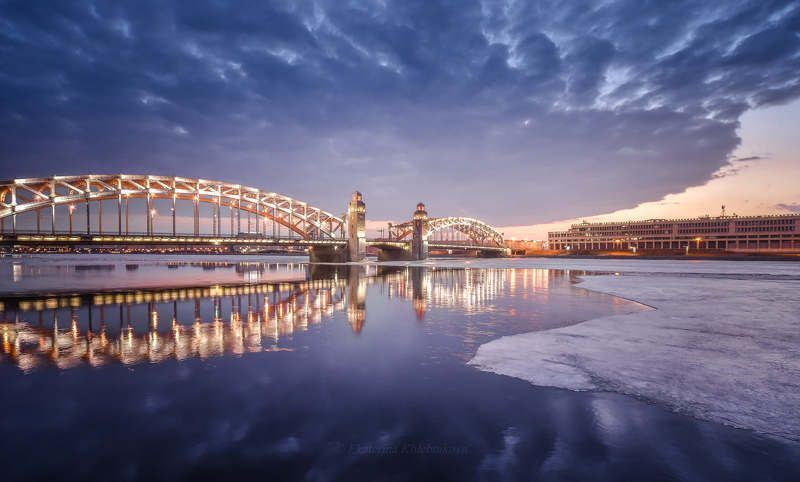 петербург, город, мост, вода, река, рассвет, пейзаж, закат Незадолго до рассвета фото превью