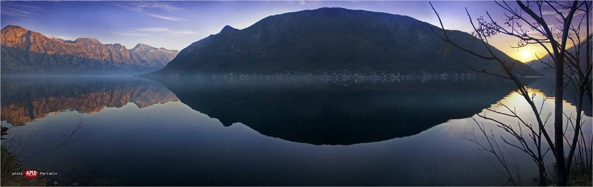 черногория, которский, залив, горы, вечер, Виктор Перякин