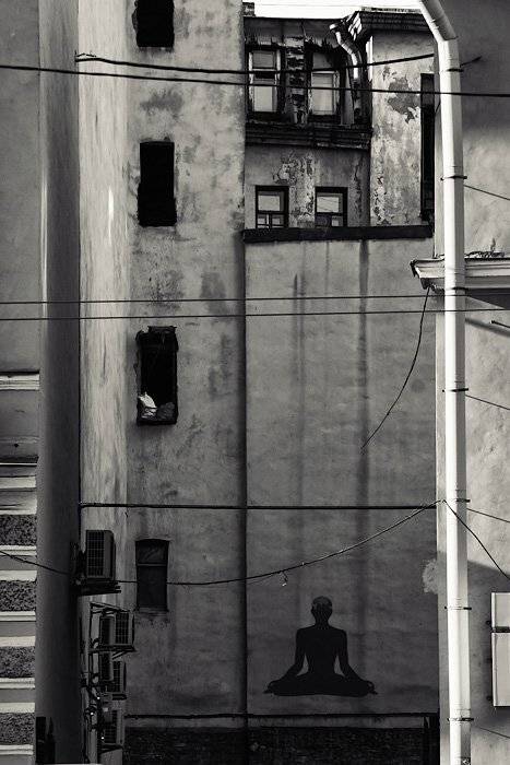 город, питер, петербург, улица, дом, стена, рисунок, окно, крыша, текстура, будда, граффити, dyadyavasya, Дмитрий Шамин