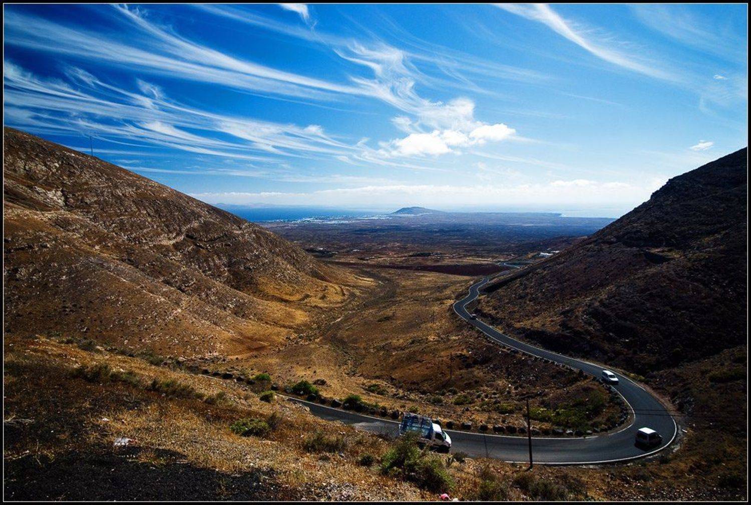 испания,канарские острова,лансароте,фемез,небо,дорога,долина, Александр Константинов
