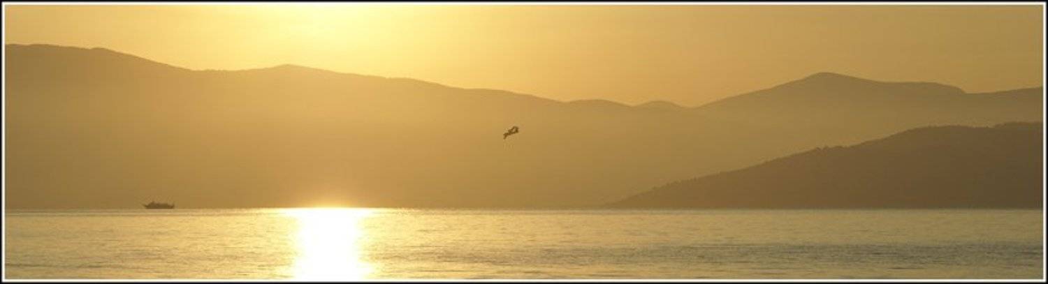 море, утро, восход, самолет, корабль, troofel