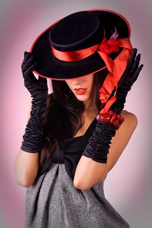 портфолио, девушка в красном, шляпка, красное, фэшн French kiss. In Red. фото превью