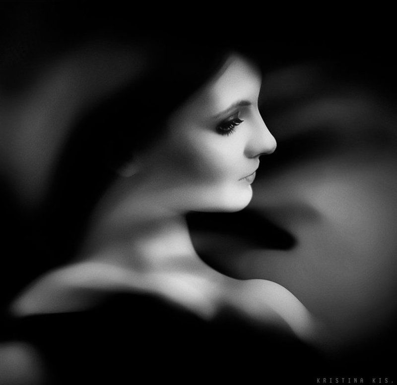 girl, bw, portrait ... фото превью