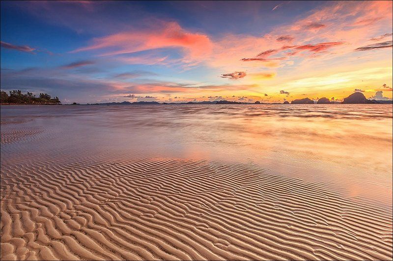 азия, тайланд, закат, море, небо, путешествия, обнаженный теплый берег фото превью