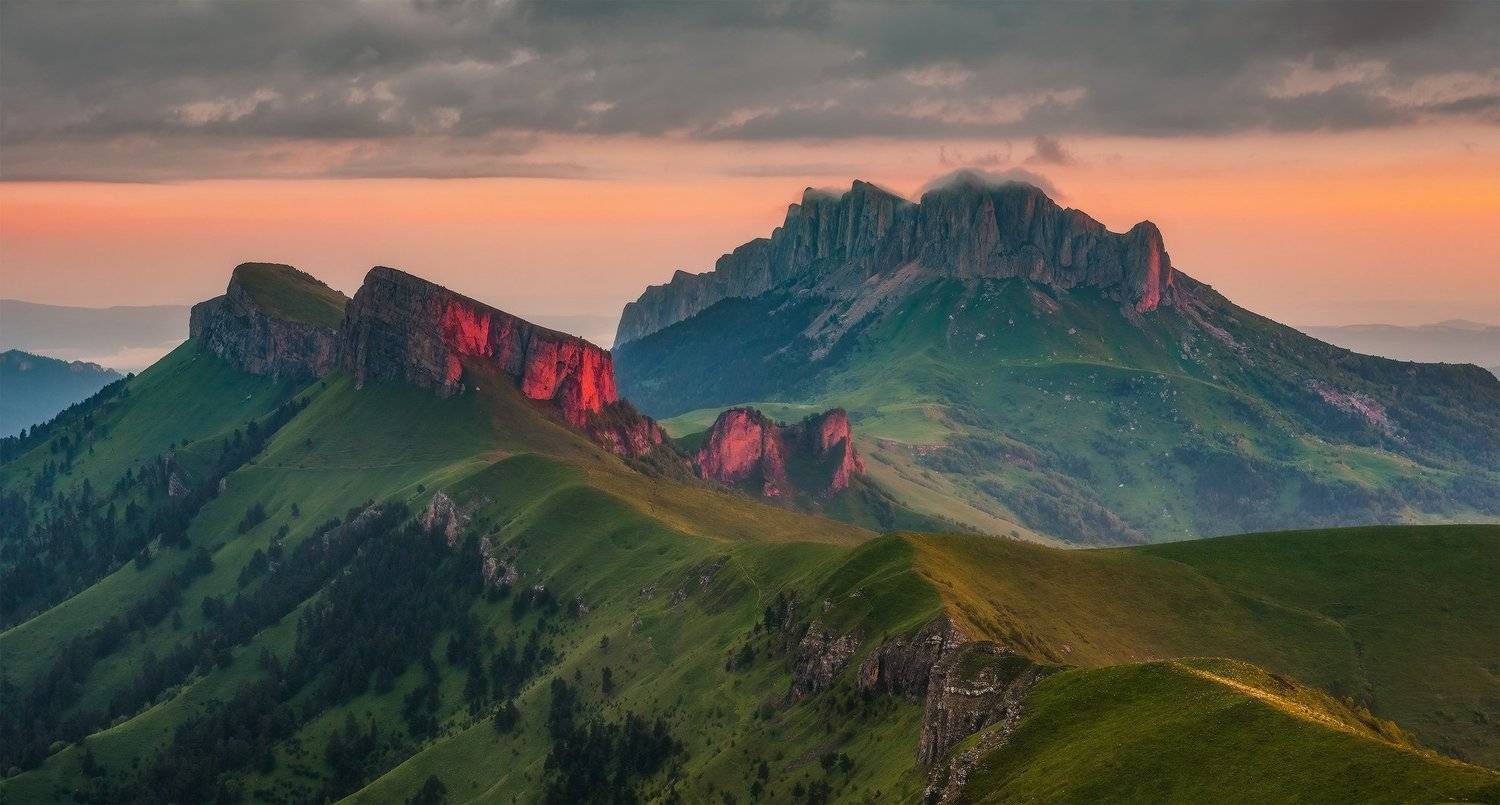 западный кавказ, большой малый тхач, рассвет , лето, Николай Мысливцев