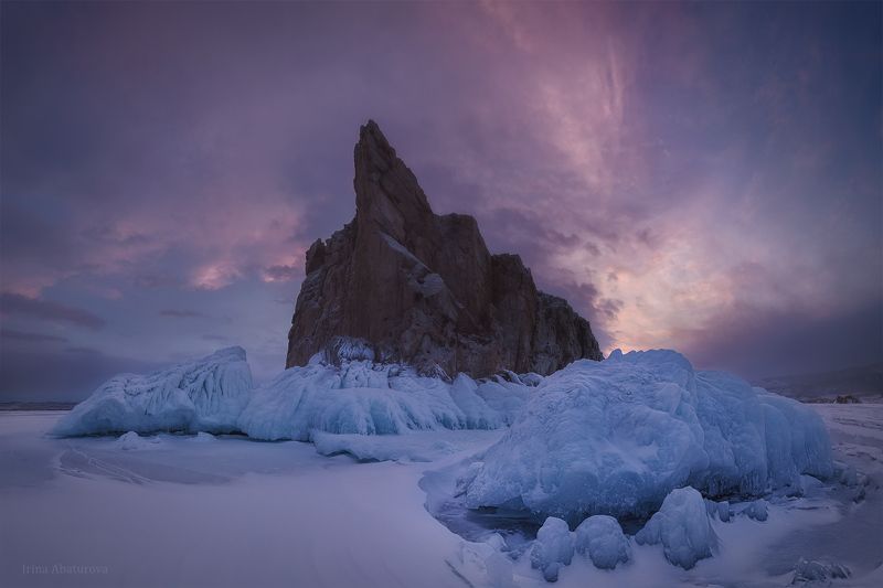 байкал, закат, лед, сосульки, наплески Застывший прибой фото превью