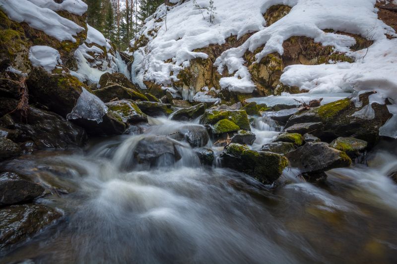 весна река лес камни урал Весна на реке Глубокой фото превью