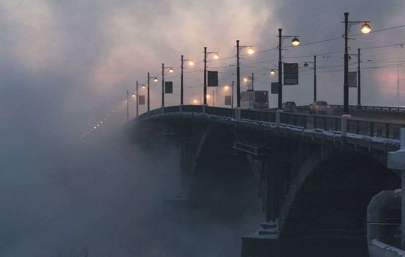 иркутск, ангара, глазковский, мост Зимний иркутский рассвет фото превью