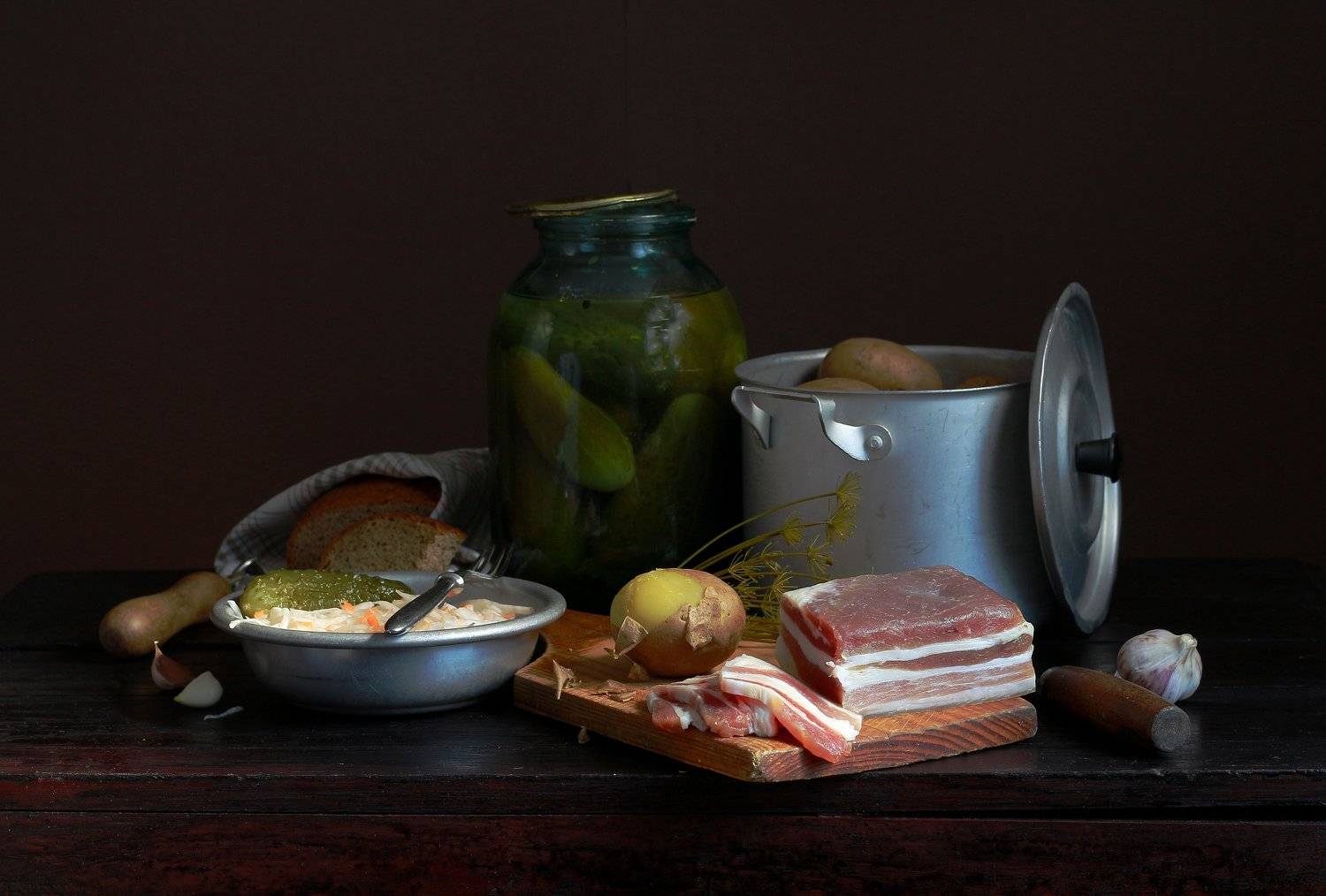 натюрморт, фотонатюрморт, еда, сало, картошка, хлеб, наталья казанцева, Наталья Казанцева