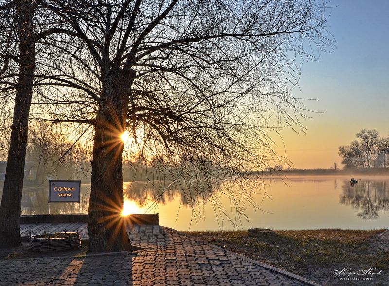 утро, восход, солнце, лучи, апрель, туман Утро доброе фото превью