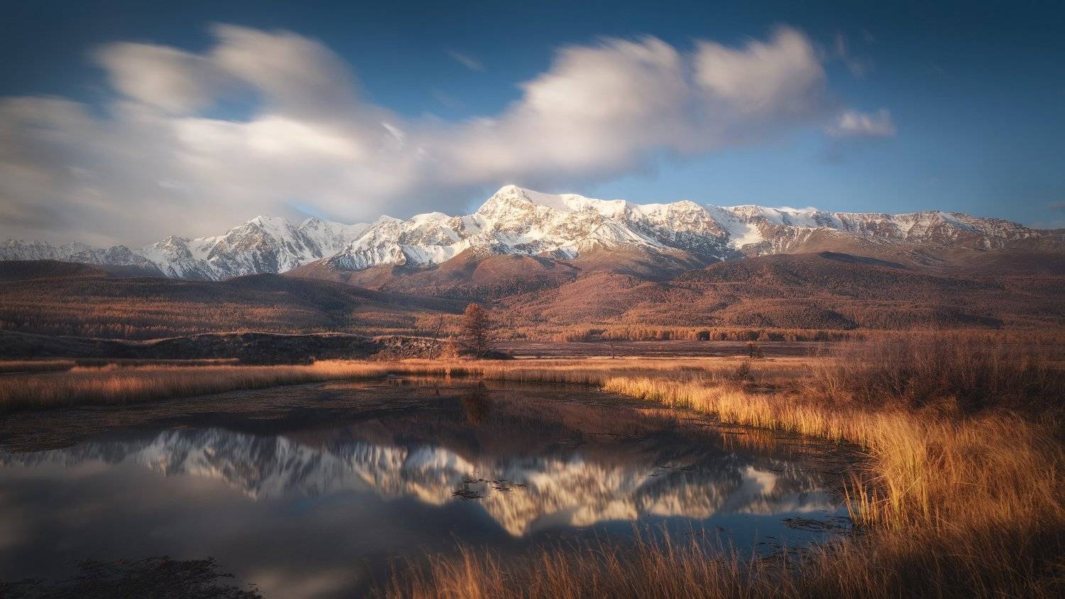 алтай, горный алтай, горы, курайская степь, улаганский район, урочище ештыкель, ештыкель, северо-чуйский хребет, северо-чуйский, утро в горах, золотая осень, отражение, горное озеро, Алена Рубан