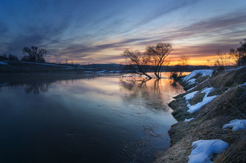 туман, московская область, утро, природа, пейзаж, весна, рассвет, солнце Перед рассветом фото превью