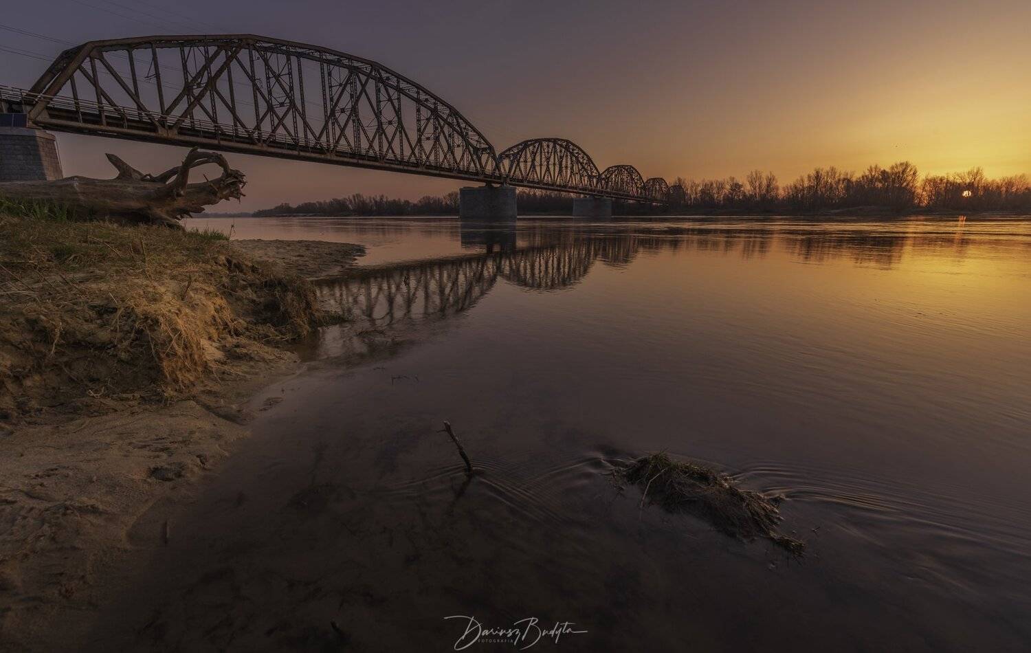 sunrise, spring, river, vistula, reflection, water, sand, Dariusz Budyta