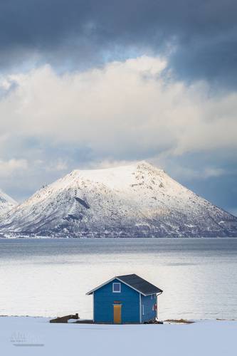 Blue Cabin with seascape view