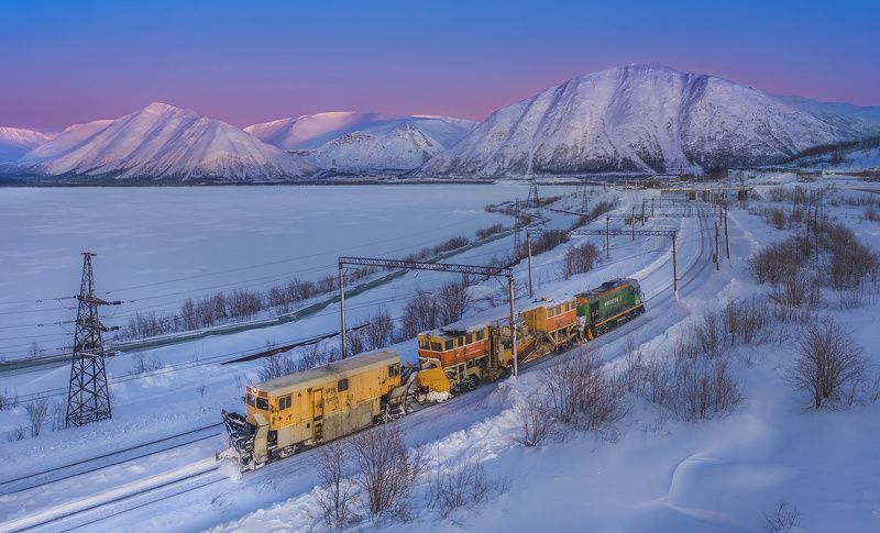 Snow, Winter, Nature, Mountain, Horizontal, rails, train, тепловоз, кировск, хибины, aero, горы, зима, снег, мурманск, заполярье Photo #105 фото превью