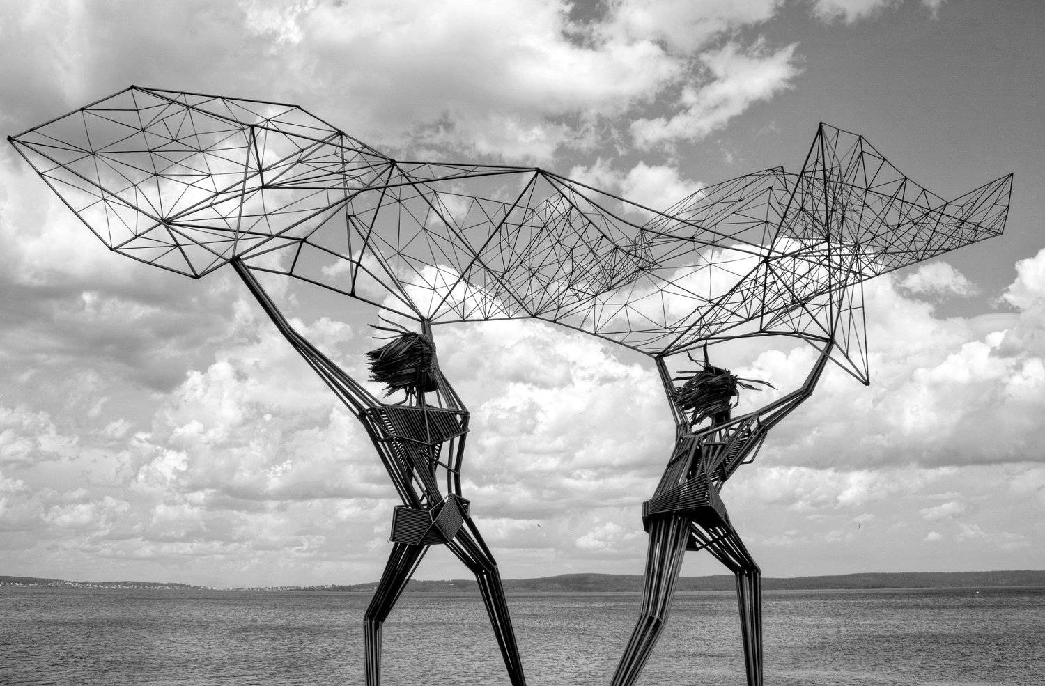 вода, небо, облака, озеро, сети, сеть, Vladimir Kedrov