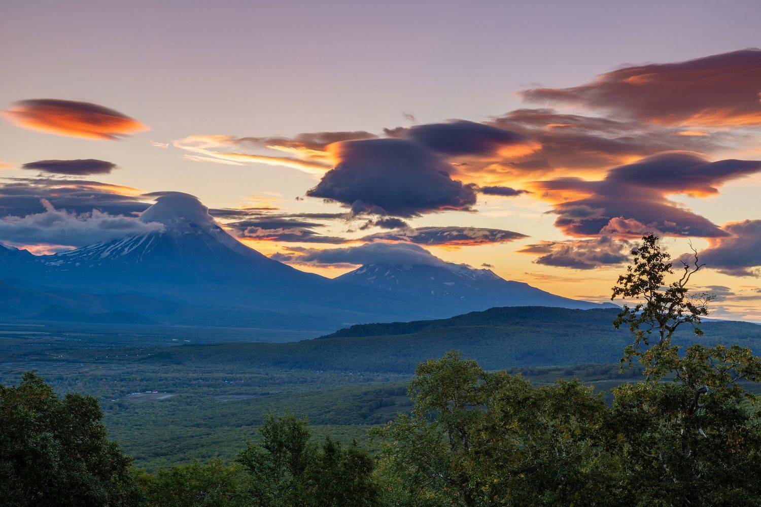 Камчатка, рассвет, вулканы, Александр Максин