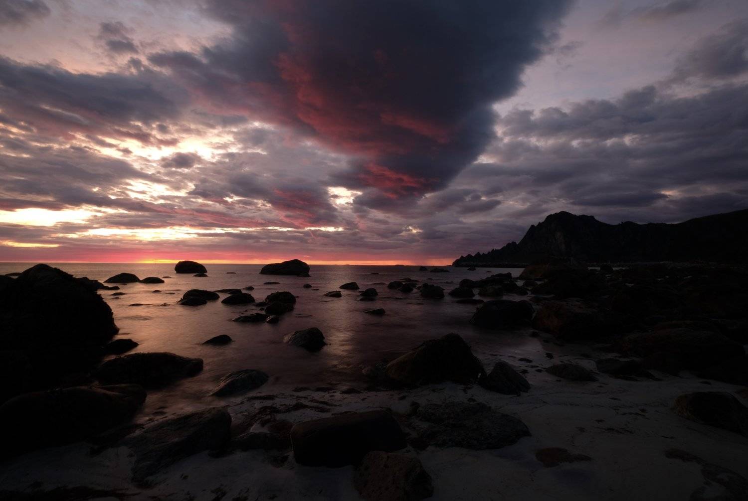 Landscapes, nature, Norway, sunset, colors, sky, clouds, rocks, mountain, And&oslash;ya, island, sea, Atlantic sea,, Svetlana Povarova Ree