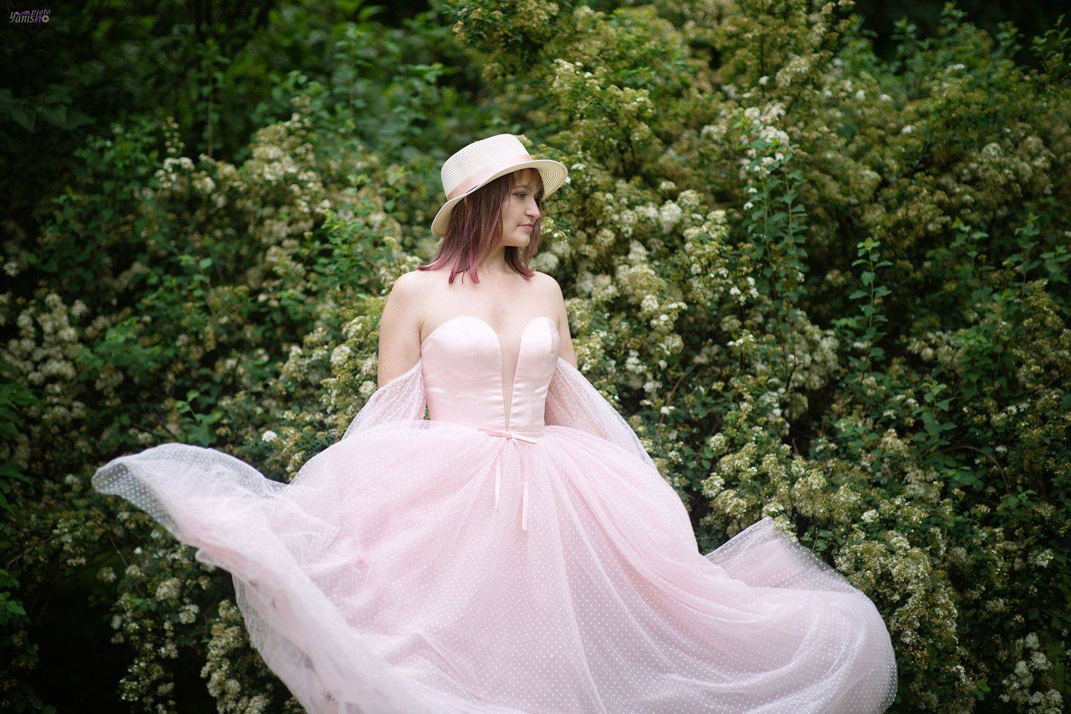 девушка, парк, цветение, белый, розовый, романтизм, романтика, лето, ретро, портрет, Янина Ермакова