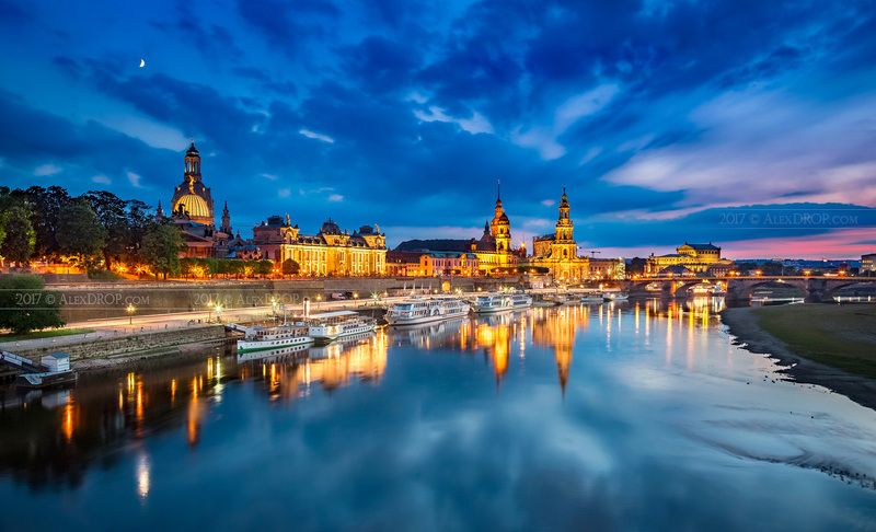 canon, europe, dresden, germany, architecture, river, flow, clouds, drama, iconic, landmark, travel, postcard Панорама Дрездена фото превью