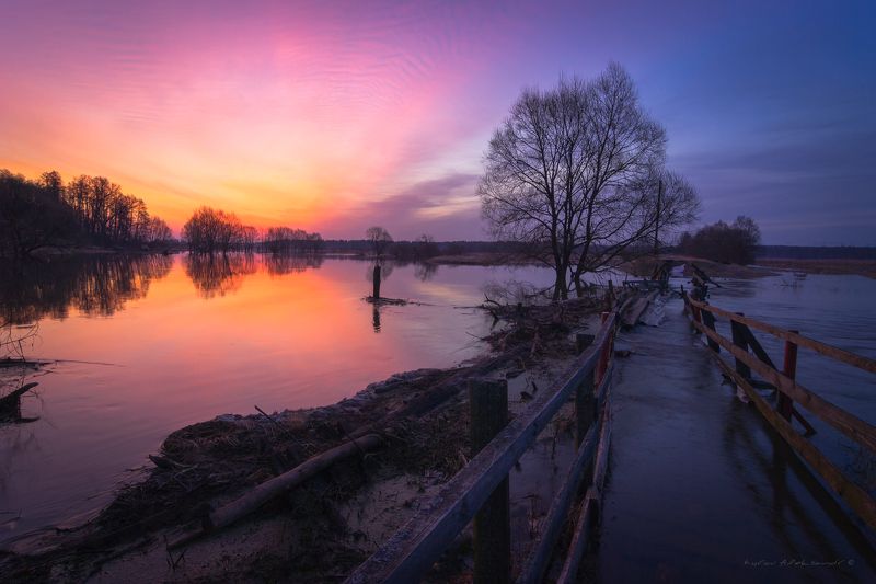 Перед рассветом на р. Шерна во время весеннего половодья фото превью