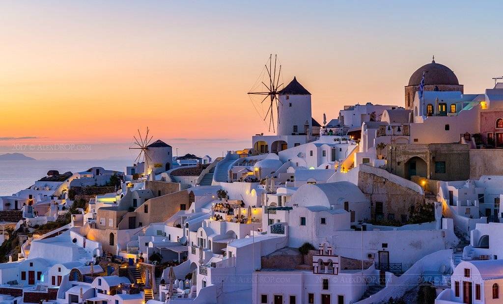 canon, europe, greece, santorini, oia, architecture, iconic, landmark, travel, postcard, sunset, windmill, AlexDROP