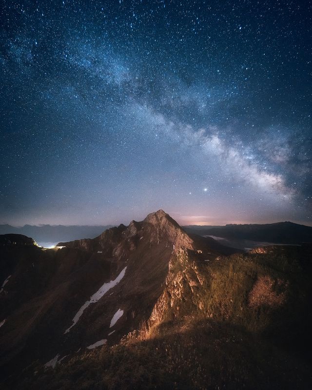 ночь, млечный путь, звезды, горы, пейзаж, красная поляна, сочи, кавказ Аибга, пока все спят фото превью