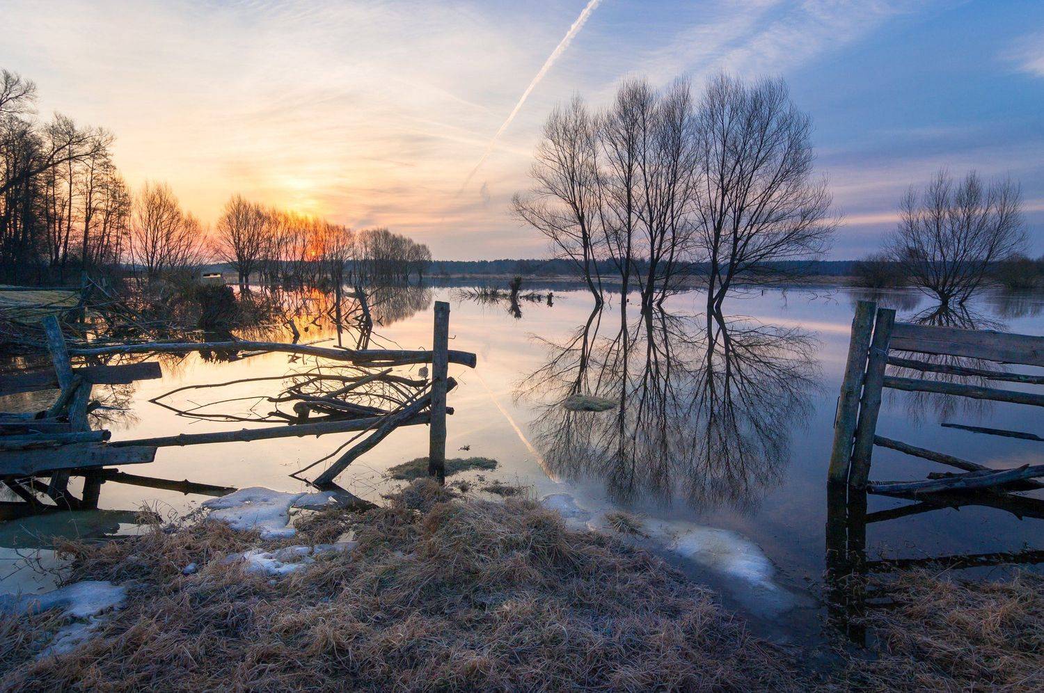 туман, московская область, утро, природа, пейзаж, весна, апрель, солнце, половодье, Александр Кыров
