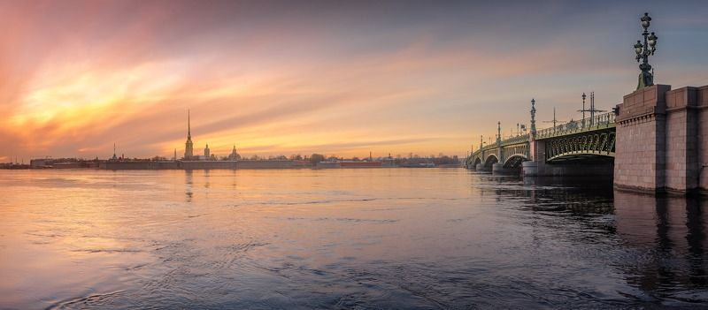 город, петербург, закат, рассвет, река, вода, небо Апрельский вечер на Неве.. фото превью