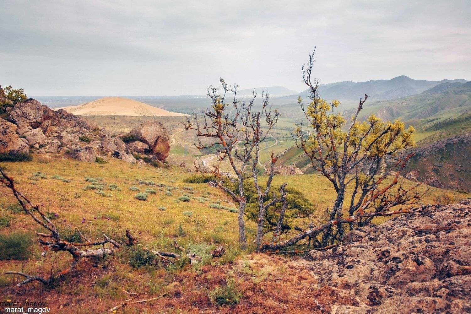 горы,песок,сары кум,вершины,пейзаж,небо,деревья,дагестан,природа, Marat Magov