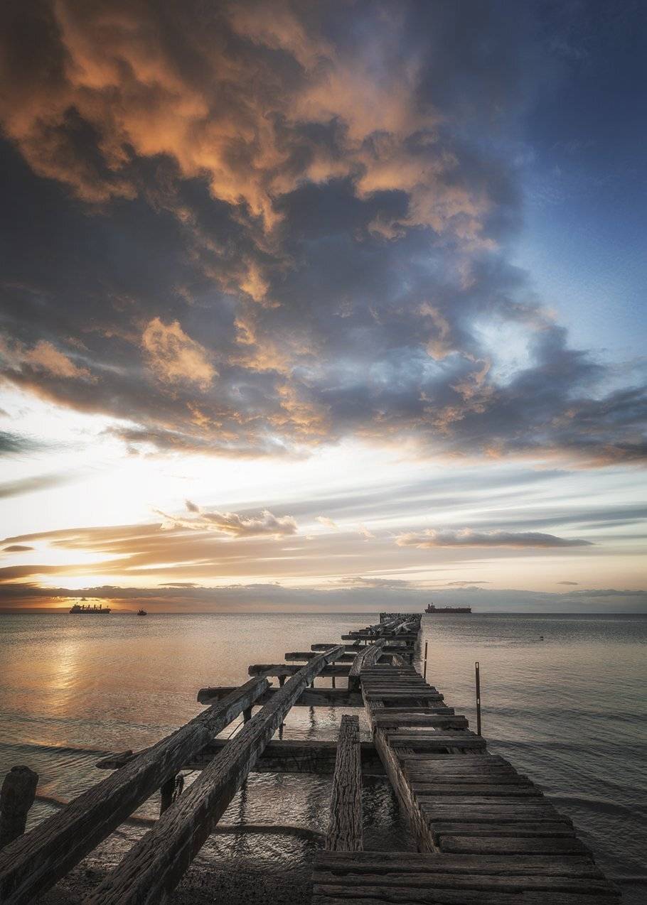 sea, pier, seascape, punta arenas, chile,, Токарев Олег
