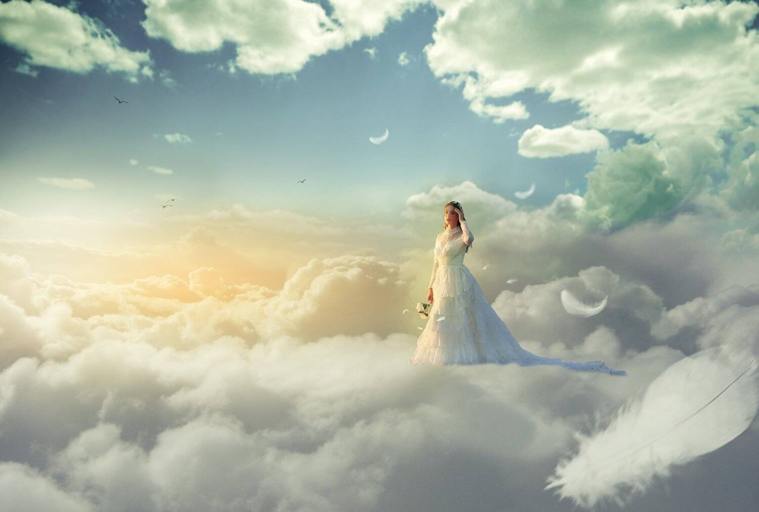 девушка, облака, Sergii Vidov