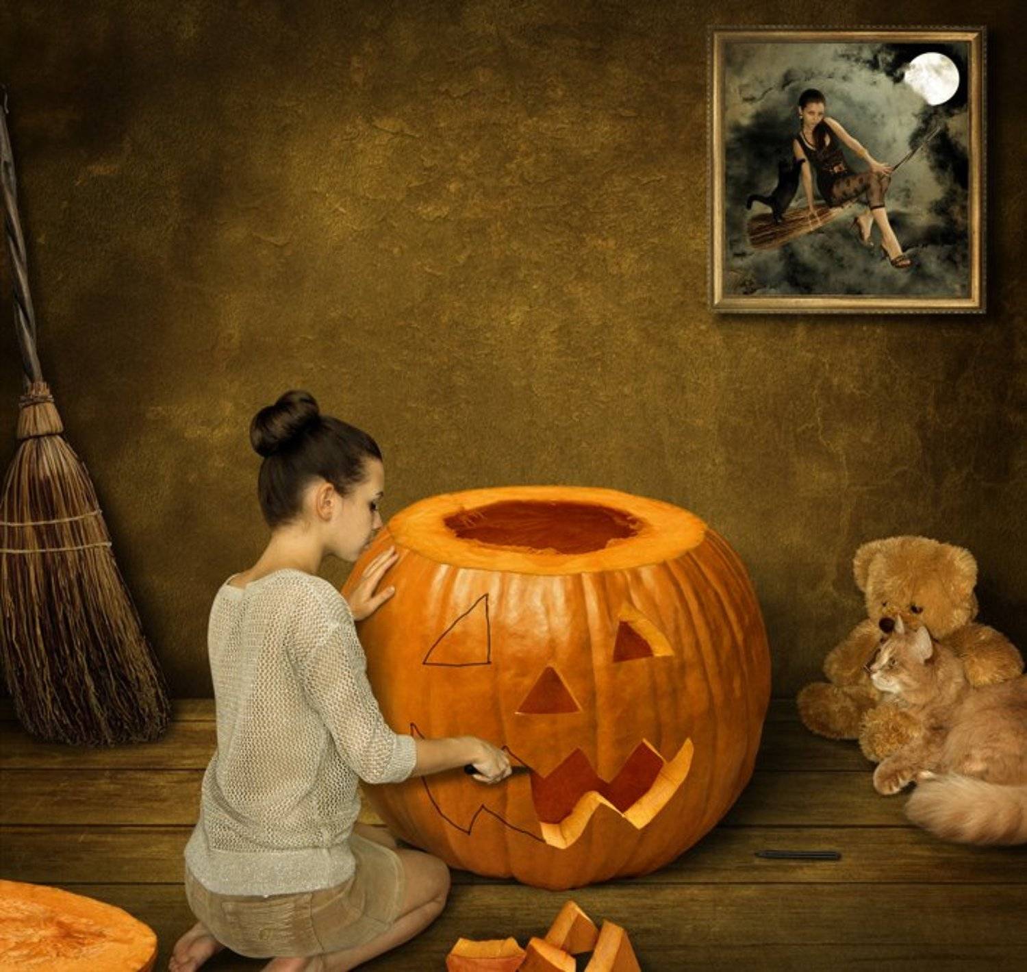 Юмор хэллоуин кошка тыква, Iridi (Ирина Кузнецова)