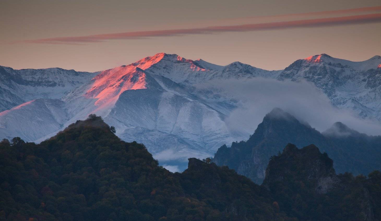 кавказский, хребет, рассвет, осень, Николай Мысливцев
