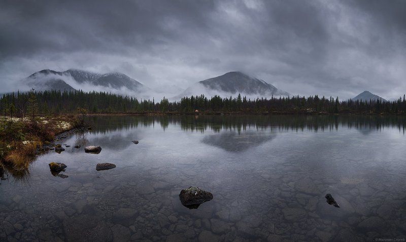 Autumn, Fog, Khibiny, Kola Peninsula, Lake, Mountains, Горы, Заполярье, Кольский, Осень, Полигональные озера, Туман, Утро, Хибины Туманные сны фото превью