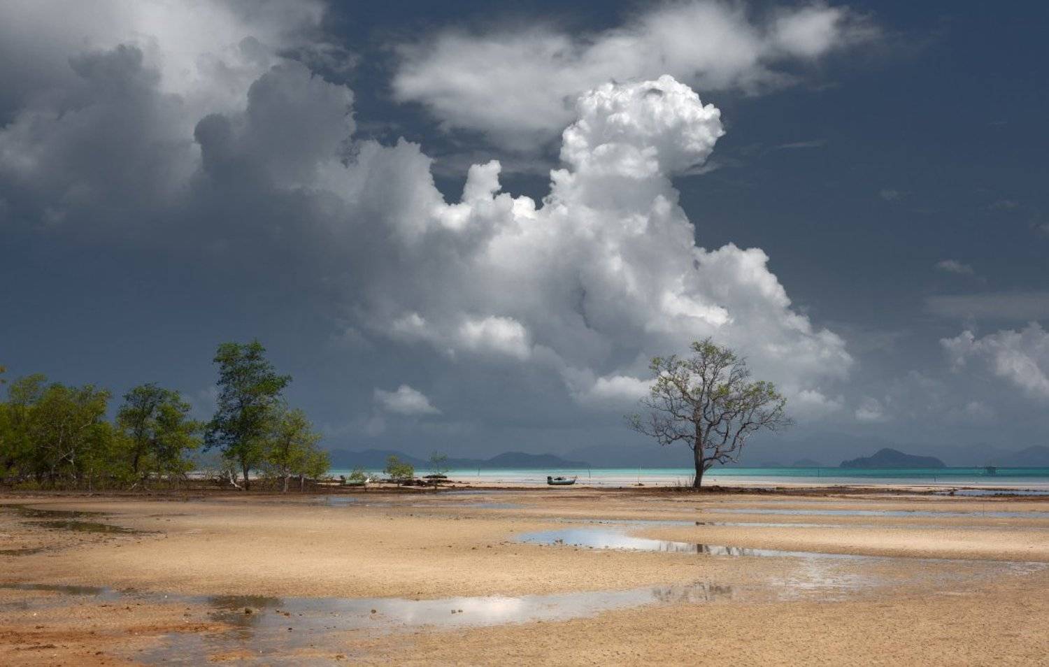песок, деревья, лодка, море, облака, таиланд, Георгий Машковцев